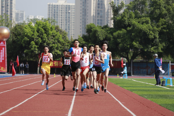 學生在田徑賽場奮力拼搏。白市驛一中供圖