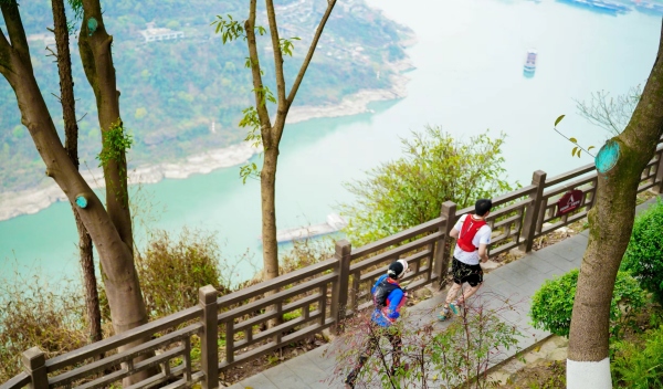 選手在鐵山坪森林公園的林間奔跑。賽事組委會(huì)供圖