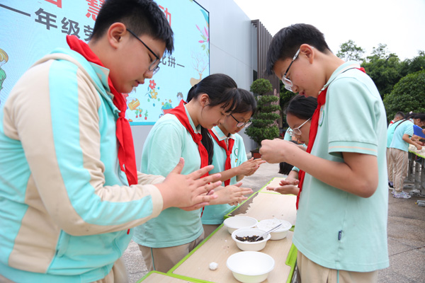 包湯圓。橡樹灣小學(xué)供圖